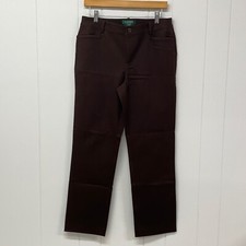 Lauren Ralph Lauren Caitlin Pants Women's 8P Brown Cotton Stretch Pockets Vtg