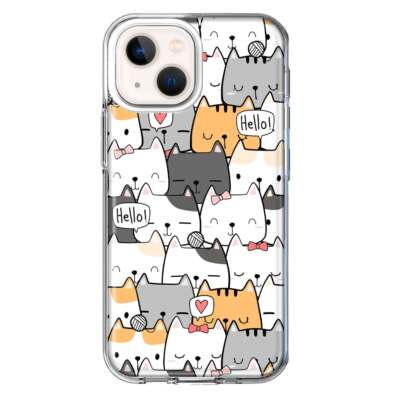 Mundaze Case for Apple iPhone 15 Plus Cover Cat Friends Hello