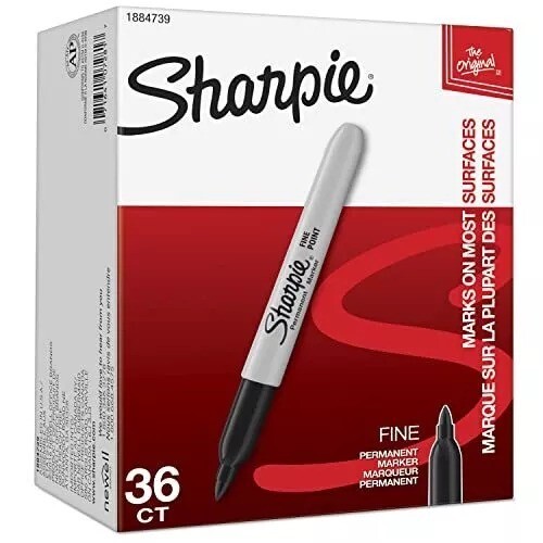NEW 36 Count Sharpie Black Fine Point Permanent Markers - FAST FREE SHIPPING