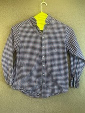 Roundtree  York Men LT Long Sleeve Shirt Blue Plaid