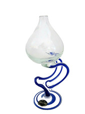Vtg KROSNO Jozefina Cobalt Blue Cased Art Glass 3 leg Octopus 8" OIL BURNER LAMP