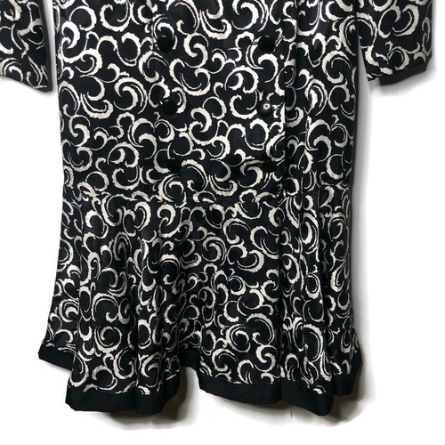 VTG 80s Maggie London Jeannene Booher Black White Double Breast Silk Dress Sz 4 - Picture 3 of 7