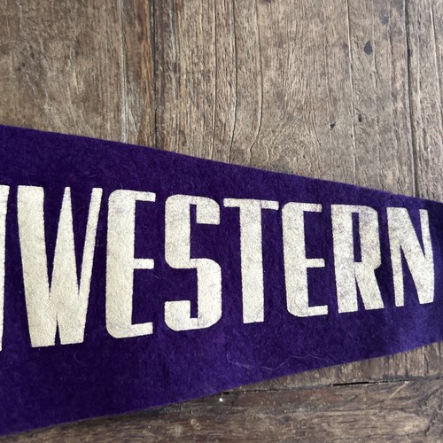 Vintage 1940s 29”Northwestern University Football Purple Pennant - Picture 9 of 18