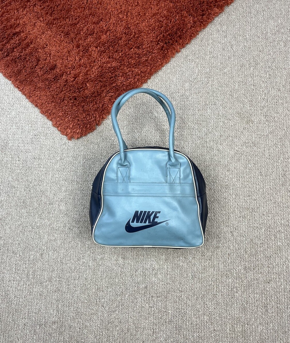 Nike Hand Bag Vintage Blue 90s Woman’s Girl Faux Leather Small Logo Preppy