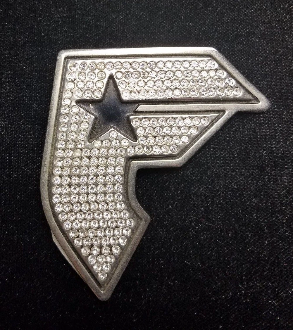 Famous Stars Straps F Gun Look Silver Rhinestone Metal Belt
