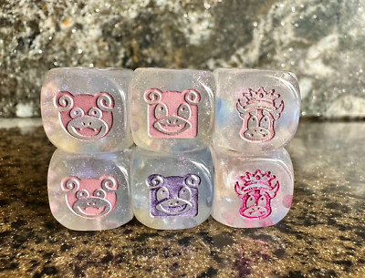 6x Pokemon Inspired Jigglypuff Slowpoke Bro Kind Wigglytuff Art Dice GX EX V D6