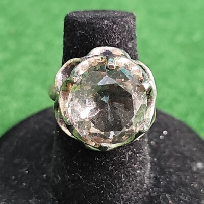 Vintage Faus R Mexico 925 Sterling Quartz Ring Size 6.25 8.9g I814