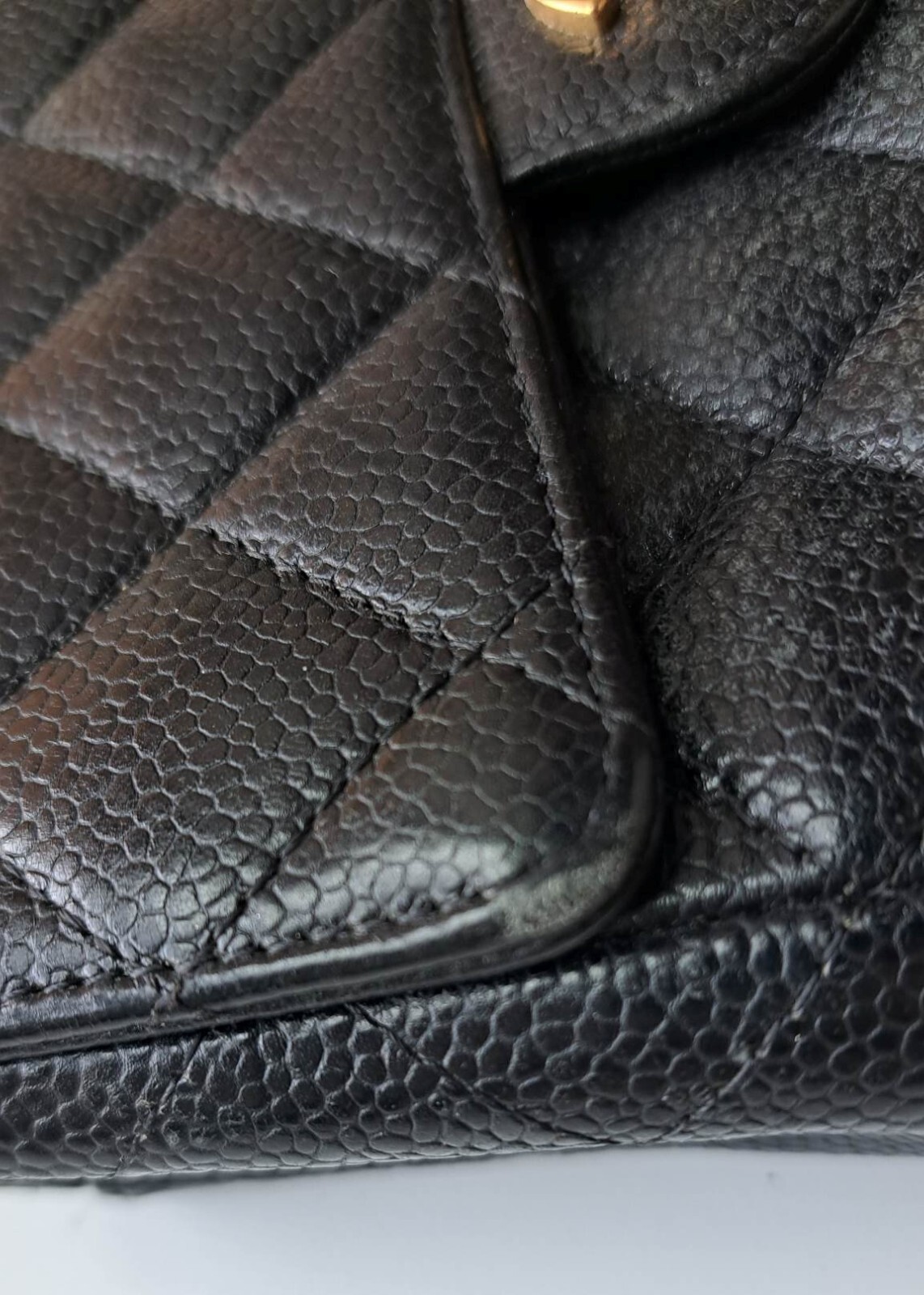 Chanel Vintage Diamond CC Camera Bag Quilted Caviar Small- Black image 7