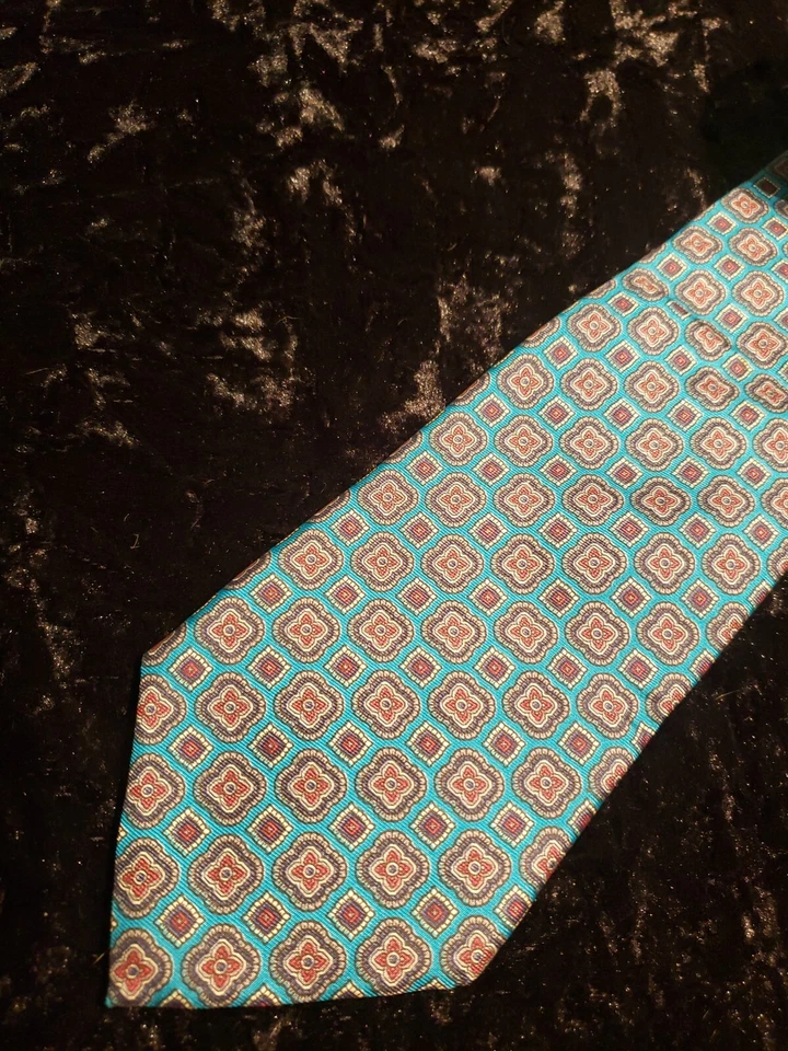 Corbata de cuello Hickok patrón geométrico marrón turquesa ropa de carrera floral  Foto 2 de 4