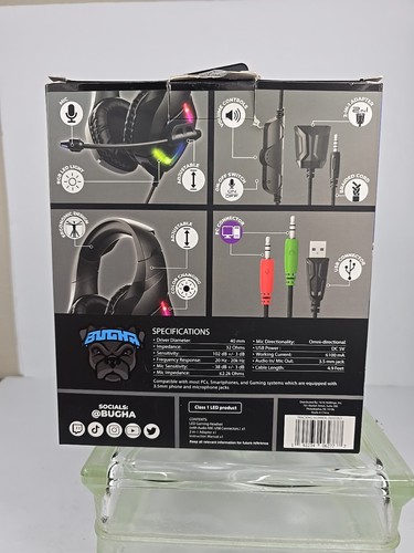 Bugha LED Gaming Headset PC Player Year Kyle Boom Mic Connector Aux-in Black - 第 8/21 張圖片