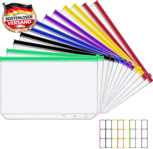 A5 Binder Taschen, 12 StüCk 6-LöCher Binder Taschen KlarsichthüLlen Ringbuch Mit-image