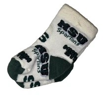 For Bare Feet Baby Bootie Size Socks MSU Spartans New