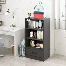 4-Tier Bookcase 48" Display Bookshelf Storage Organizer with Shelves Drawer