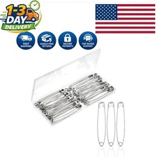 4-Inch Jumbo Safety Pins in Clear Case - Heavy Duty, 50 Pack for Crafters