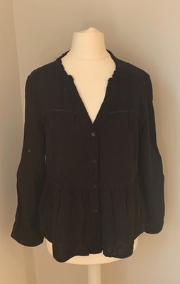 PROMOD Modische Langarm-Bluse Damen Bluse Gr. DE 36-40 schwarz Casual-Look