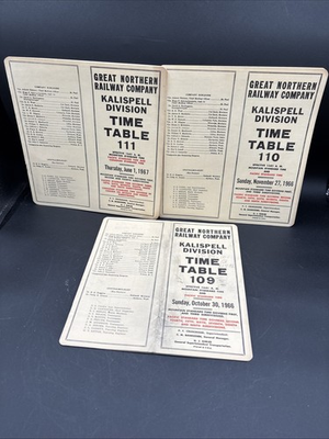 #ad 1966 Great Northern Railroad Train Timetables 109 110 111 Kalispell Montana $21.21