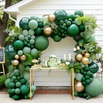 Guirnalda De Globos Verde Sabia Esmeralda Y Dorado Para Boda Y Graduacion