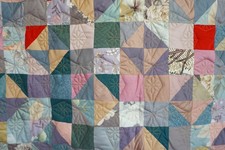 Multi Color Quilt With Light Blue Back 62 x71