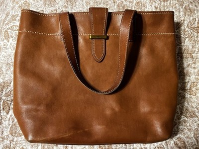 Fossil TREMONT Leather Tote Handbag Purse Cognac Brown Tan