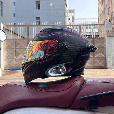 Built-in Bluetooth Camera Intercom Motorcycle Flip-UP Full Face dual lens Helmet