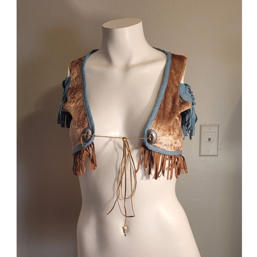 Incharacter 93006A Costumes Cowgirl Vest Velvet Fringe Women Small Sexy Cropped 