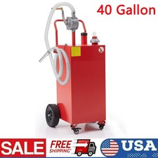 40 Gallon Fuel Caddy Portable Gas Storage Tank with Manual Transfer Pump Red
