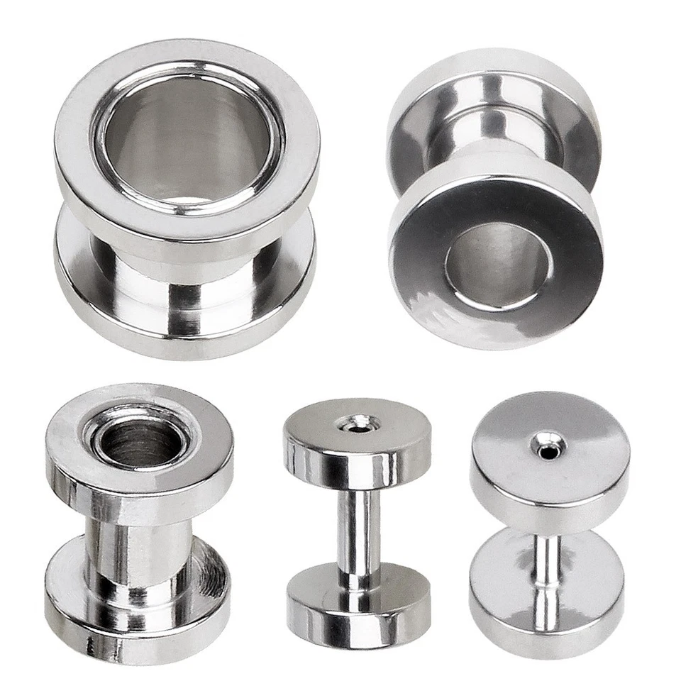 PAR de tapón de túnel de ajuste de tornillo de acero quirúrgico 316L de hasta 2" Foto 3 de 4
