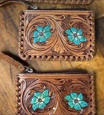 Floral Tooled Coin Pouch