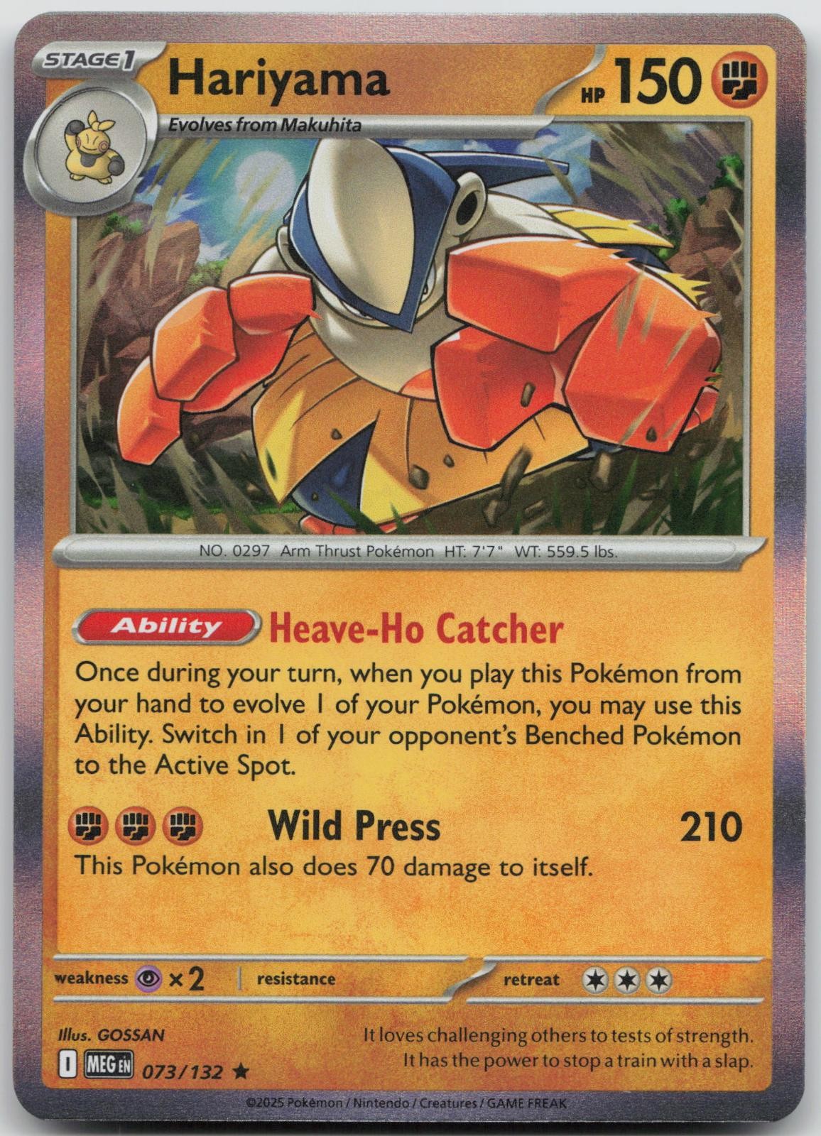 Hariyama 073/132 Rare Mega Evolution Pokemon Holo Near Mint