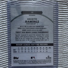 NumberTopps 2024 Finest Agustín Ramírez Rookie Miami Marlins MLB Card #180 6/35