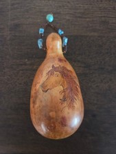 SMALL HAND PAINTED RARE GOURD W/HORSE HEAD SIGNED