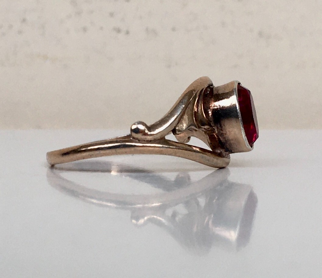 Ring № 93 Vintage Soviet Red Ruby Ring Silver Rin… - image 9