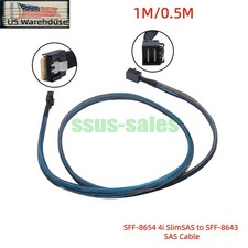1M/0.5M SFF8654 4i SlimSAS to SFF8643 Mini SAS HD Cable 24Gbps PCIe4.0 Server US