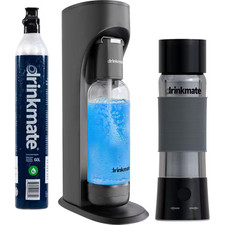 Matt Black Sparkling Water and Soda Maker Machine Bundle with 1-60L CO2 Cylinder