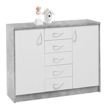 Kommode »Optimus 7« 5 Schubladen Türen Schrank weiß Betonoptik  UVP 190,- NEU