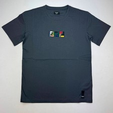 FENDI FF Embroidered Logo T-Shirt Men Gray Color Size L