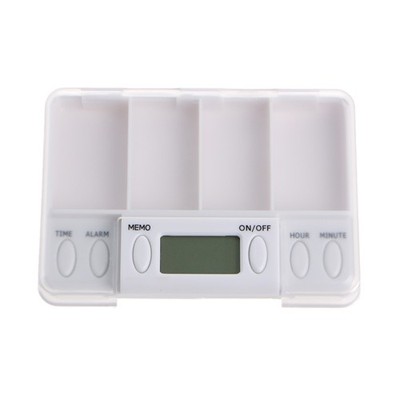 Pills Reminder Alarm Timer Electronic Box for Case Organizer 4 Grids