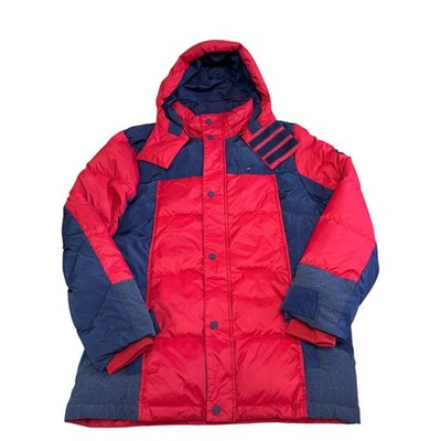 Tommy Hilfiger Denim Daunen Puffer Jacke Kapuze Outdoor Winter Rot Herren Large
