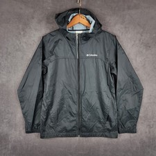 Columbia Glennaker Rain Jacket Boys Large 14 16 Black Hooded Zip Up Lightweight