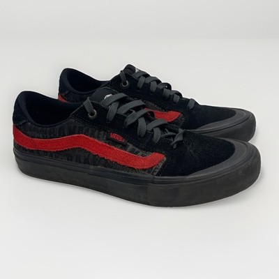 Vans Men s Baker Style 112 Pro Skate Shoes Size 8 Black Red Suede Low Top Read