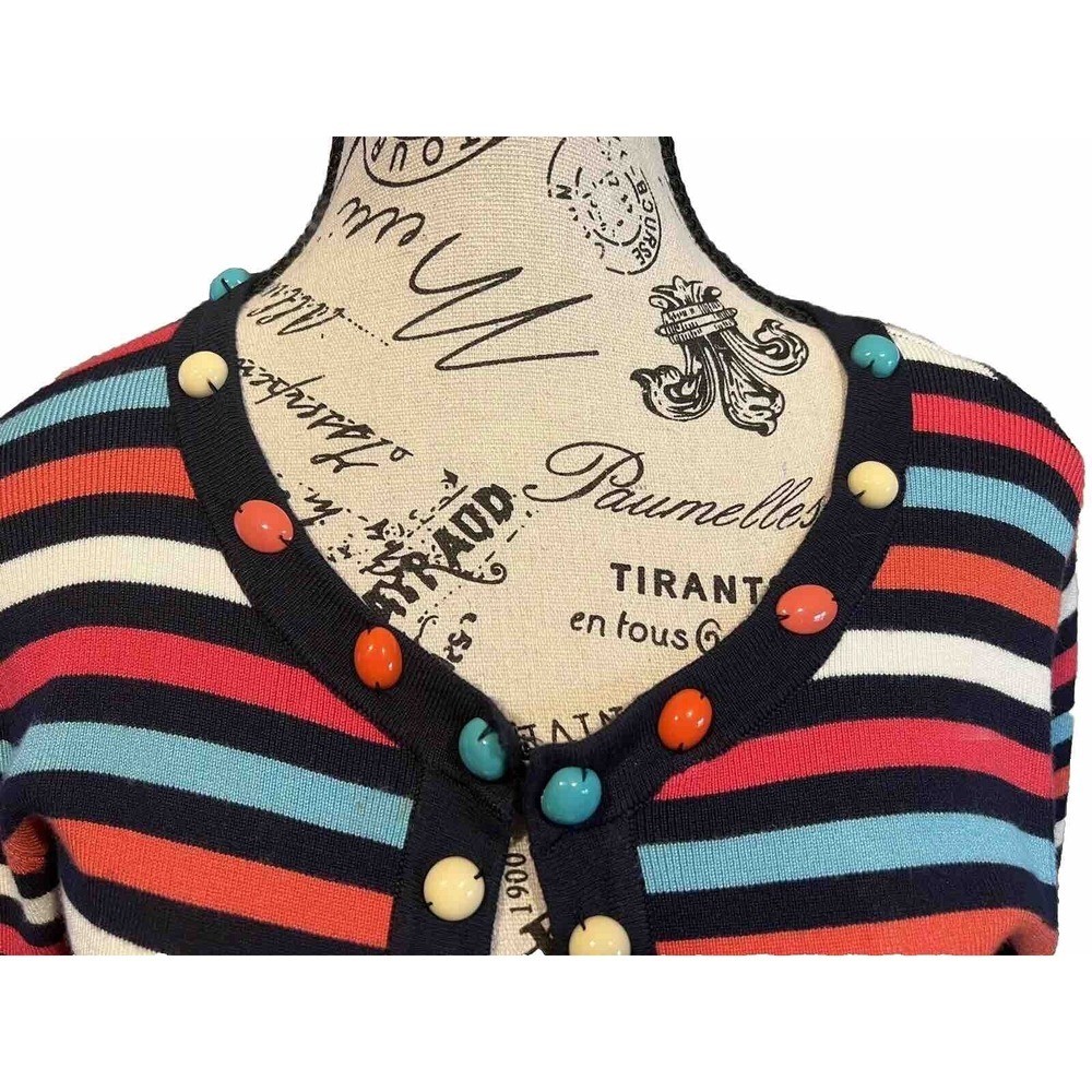 Ruby Rd Petite Medium Striped Cardigan Sweater Be… - image 2