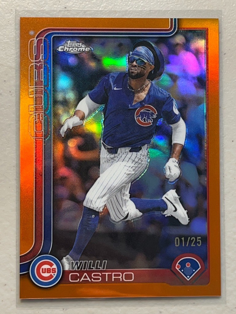 Willi Castro 2025 Topps Chrome Update /25 Orange Refractor Parallel #USC67 Cubs