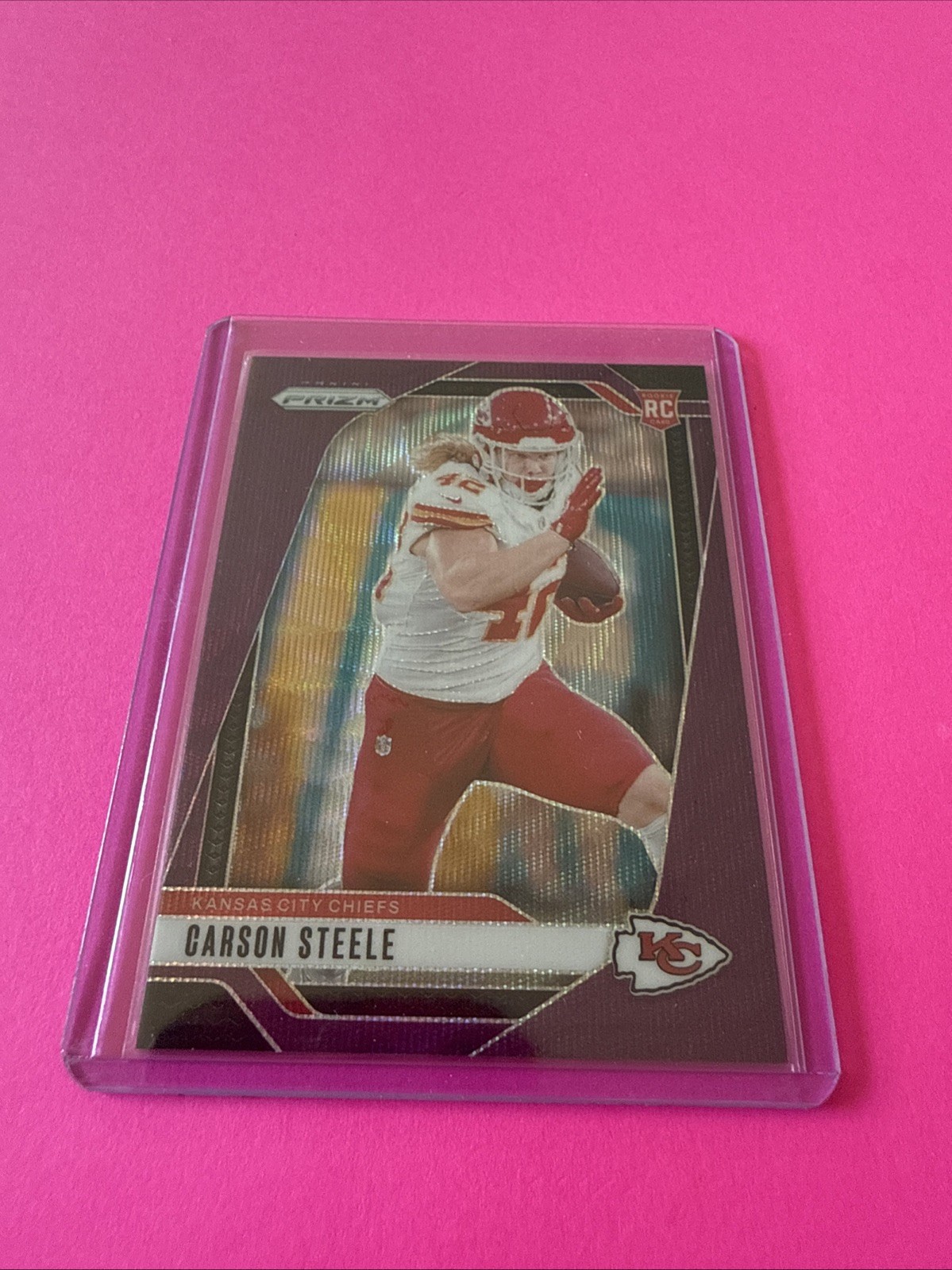 2024 Prizm - Rookies Carson Steele #377 Purple Wave Prizm (RC) 59/99 Chiefs