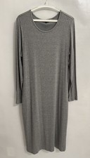 Quince Size XL Gray Women Long-Sleeve Ribbed Knit Midi Dress Bodycon