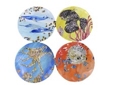 Anthropologie AnthroHome Under the Sea Melamine Set X4 Cocktail Plates Ocean Sea