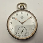 OMEGA SWISS POCKET WATCH STAINLESS STEEL MANUAL WINDING WITH SMALL SECOND DIAL.