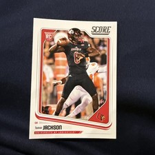 Lamar Jackson Rookie Baltimore Ravens 2018 Panini Score #352 Rookie Card RC. rookie card picture