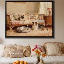 Dog Collie Canvas Print Vintage Dog Art Living Room Decor Oil Painting Artwork