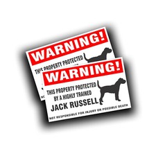 2X Warning Trained Jack Russell Terrier Decal Sticker for Pet Fence Car Window