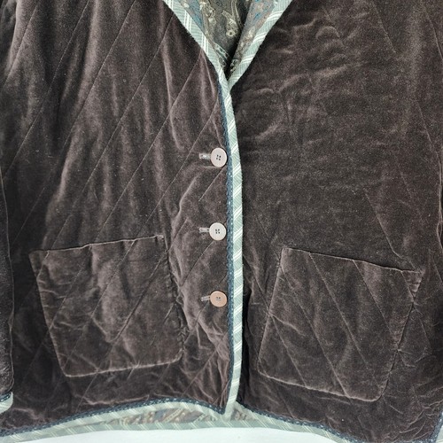 Koos of Course Womens Reversible Brown Velvet Paisley Jacket Plus Size 2X Chore - Picture 4 of 14